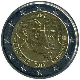 2 евро (100 років Міжнародному жіночому дню) Бельгія