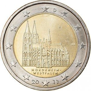 2 евро (Північний Рейн - Вестфалія, двір A,D,F,G,J) Німеччина