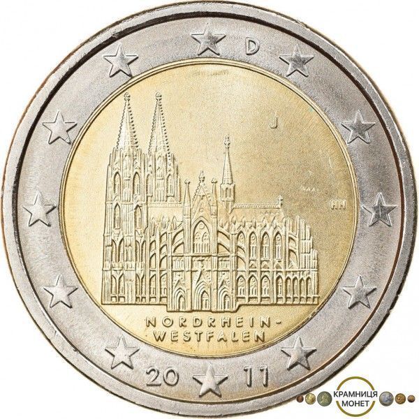 2 евро (Північний Рейн - Вестфалія, двір A,D,F,G,J) Німеччина