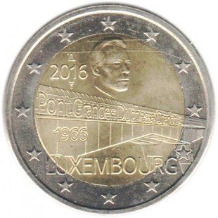 2 евро (50 років мосту Великої княгині Шарлотти) Люксембург