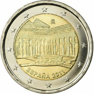 2 евро (Альгамбра, Хенераліфе і Альбайсін в Гранаді) Іспанія