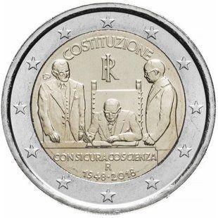 2 евро (70-річчя конституції Італійської Республіки) Італія