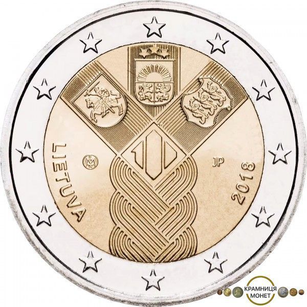 2 евро (100-річчя незалежності прибалтійських держав) Литва
