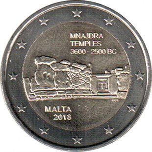 2 евро (Храми Мнайдра, без знаку монетного двору) Мальта