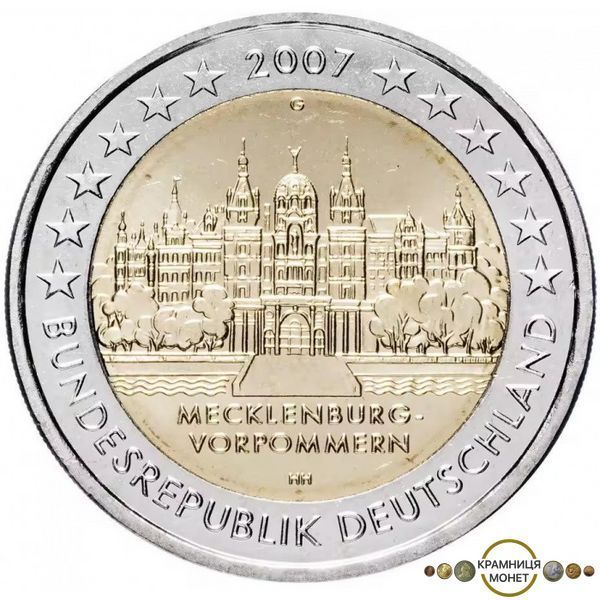 2 евро (Мекленбург-Передня Померанія, двір A,D,F,G,J) Німеччина