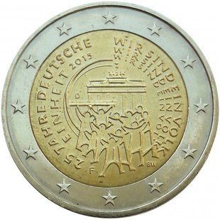2 евро (25 років об'єднання Німеччини, двір A,D,F,G,J) Німеччина